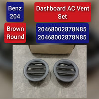 Front Ac Vent Dashboard  Left & Right (Set) 20468002878N85 Compatible With BENZ=204 Brown Round