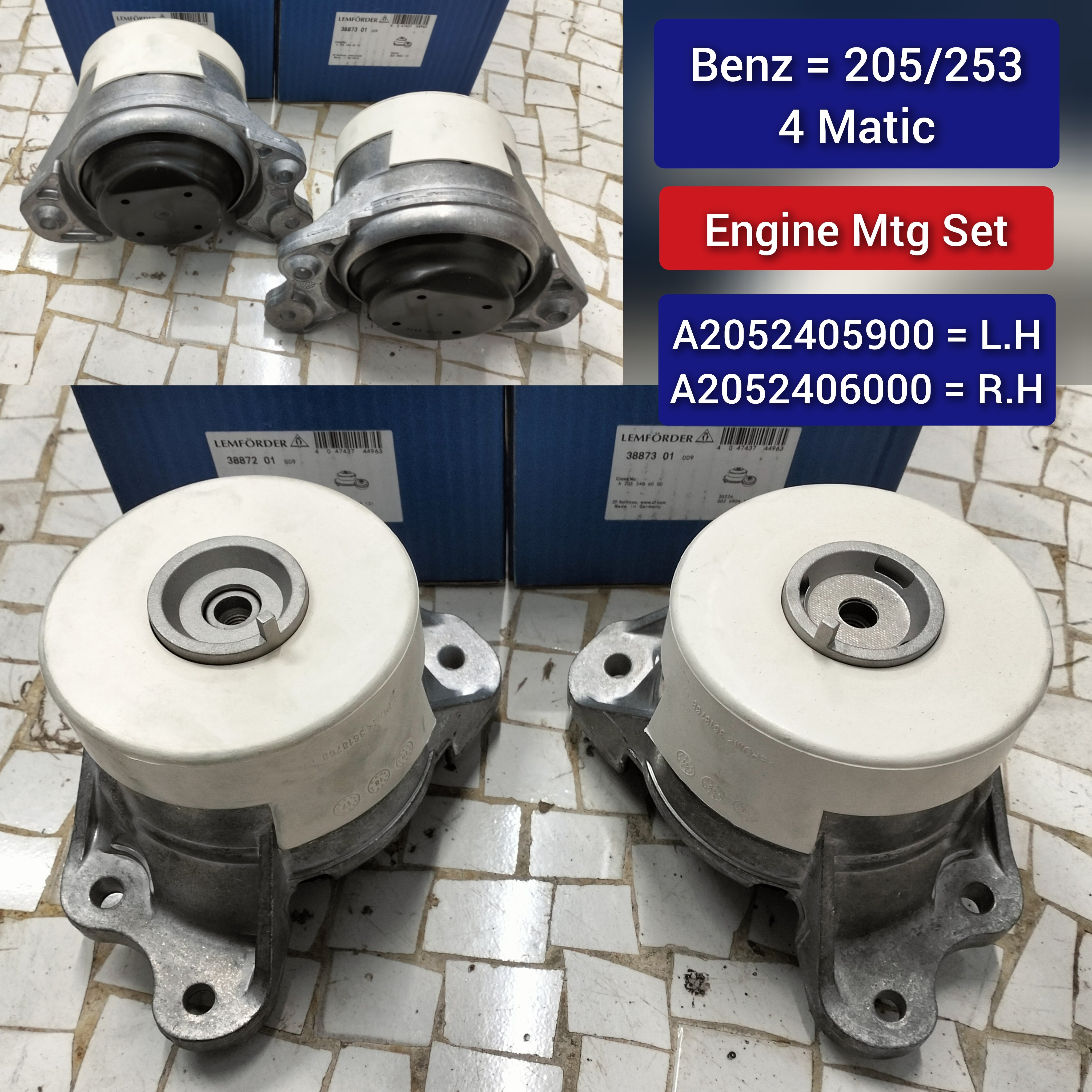 Engine Bracket Rubber Pad Compatible With MERCEDES-BENZ GLC X253 Engine Bracket Rubber Pad Left 2052405900 & Right 2052406000