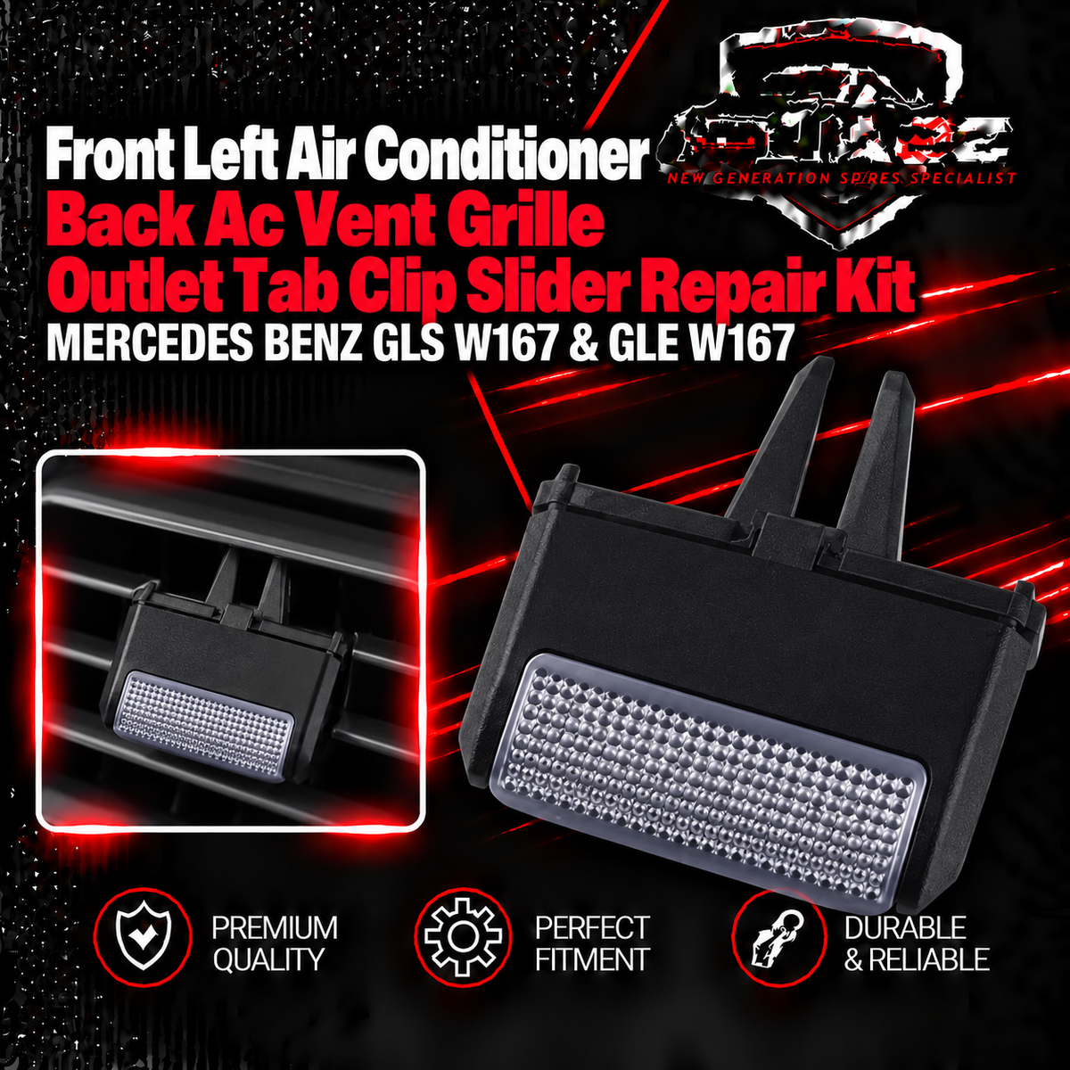 Front Left Air Conditioner Back Ac Vent Grille Outlet Tab Clip Slider Repair Kit 1678301300 Compatible With MERCEDES BENZ GLS W167 & GLE W167