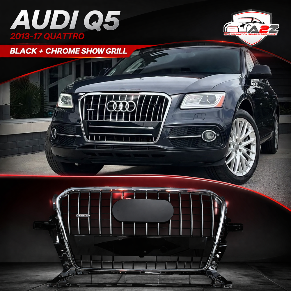 SQ5 Black And Chrome Upgrade Show Grill Compatible With Audi = Q5 (2013-15) Original Black Chrome Tag No.146