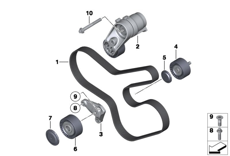 Belt Idler Pulley 11287615130 Compatible with BMW 5 Series (F10) & 7 Series (F01, F02, F03, F04) & X5 (E70)