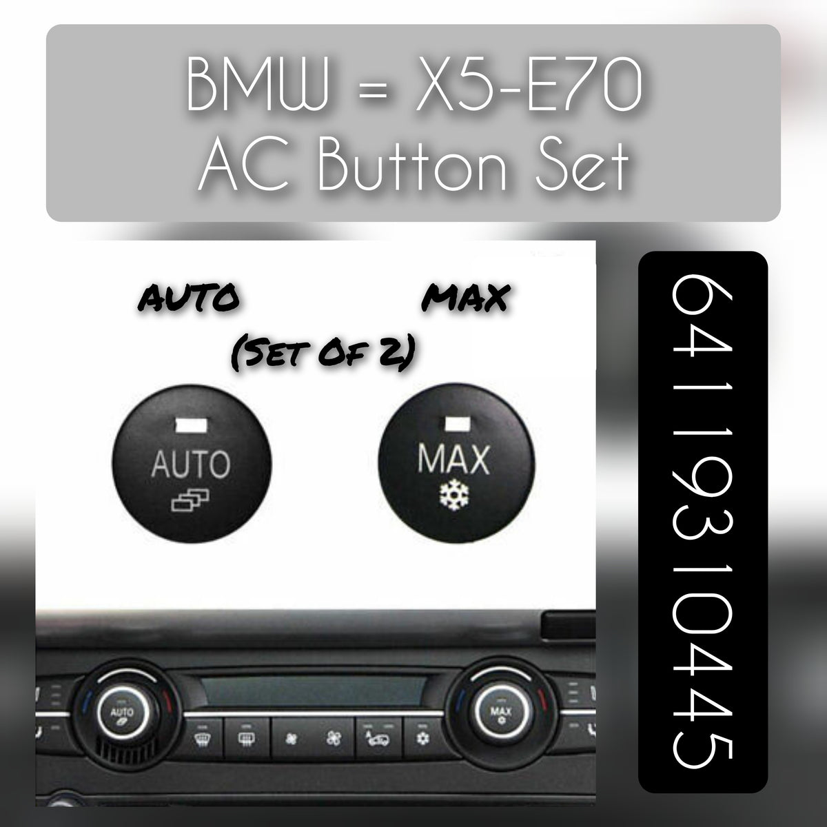 Control Knob Repair Kit Cover 64119310445 (Set of 2) Compatible with BMW X5 (E70) & X6 (E71, E72)