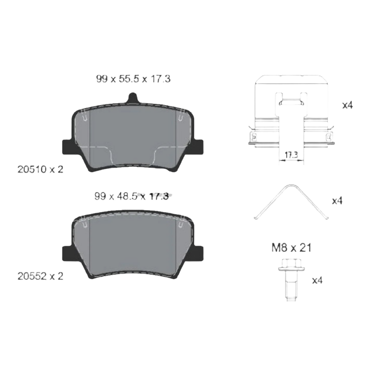 Rear Brake Pad 31687033 2051001 P86032 Compatible With VOLVO XC40 536