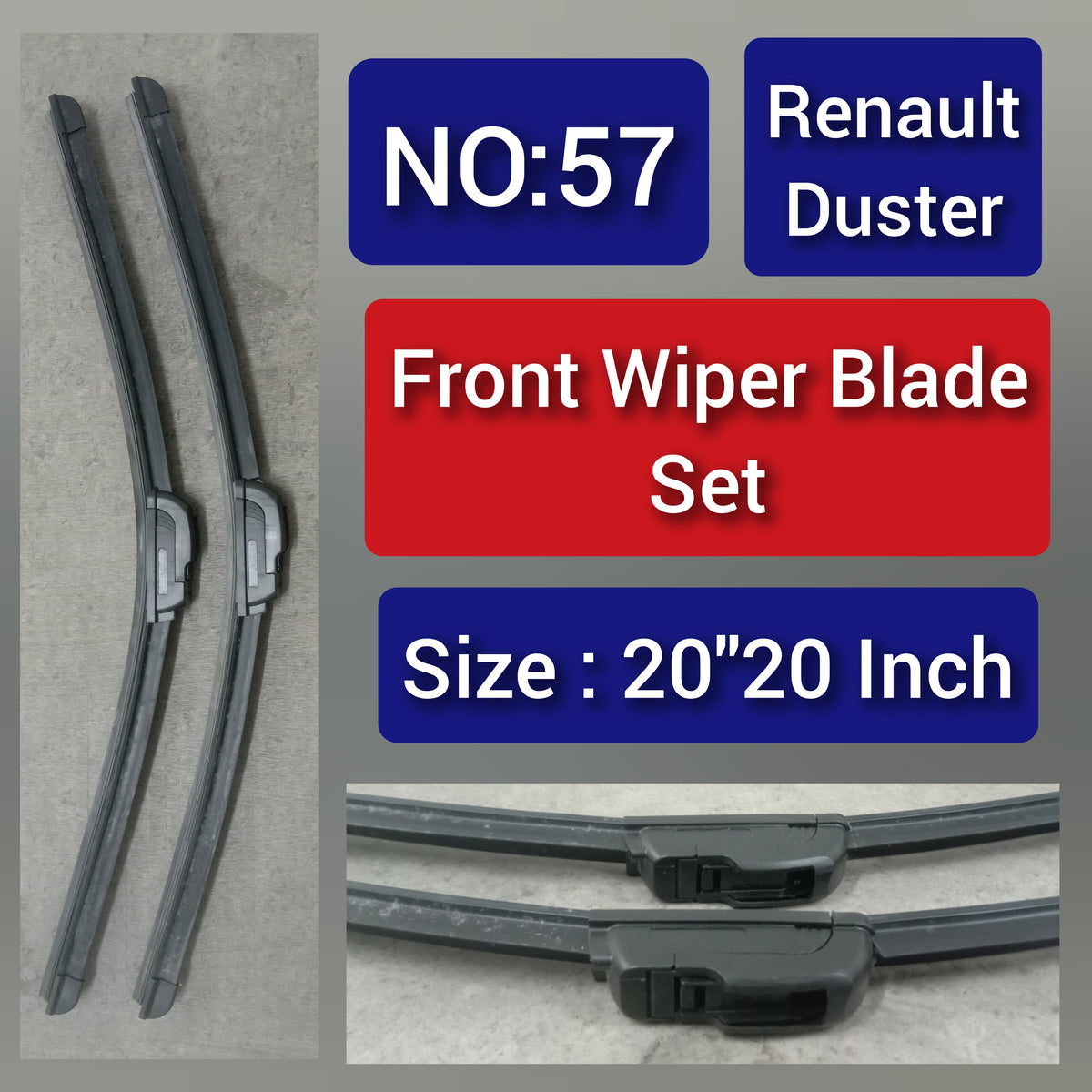 Front Wiper Blade Set (20'20 Inch) Compatible with RENULT DUSTER Tag-WBF-57