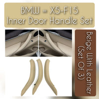 BMW X5 F15 leather inner door handle set – 3-piece handle upgrade for 2013–2018 models with OEM fit and luxury finish

