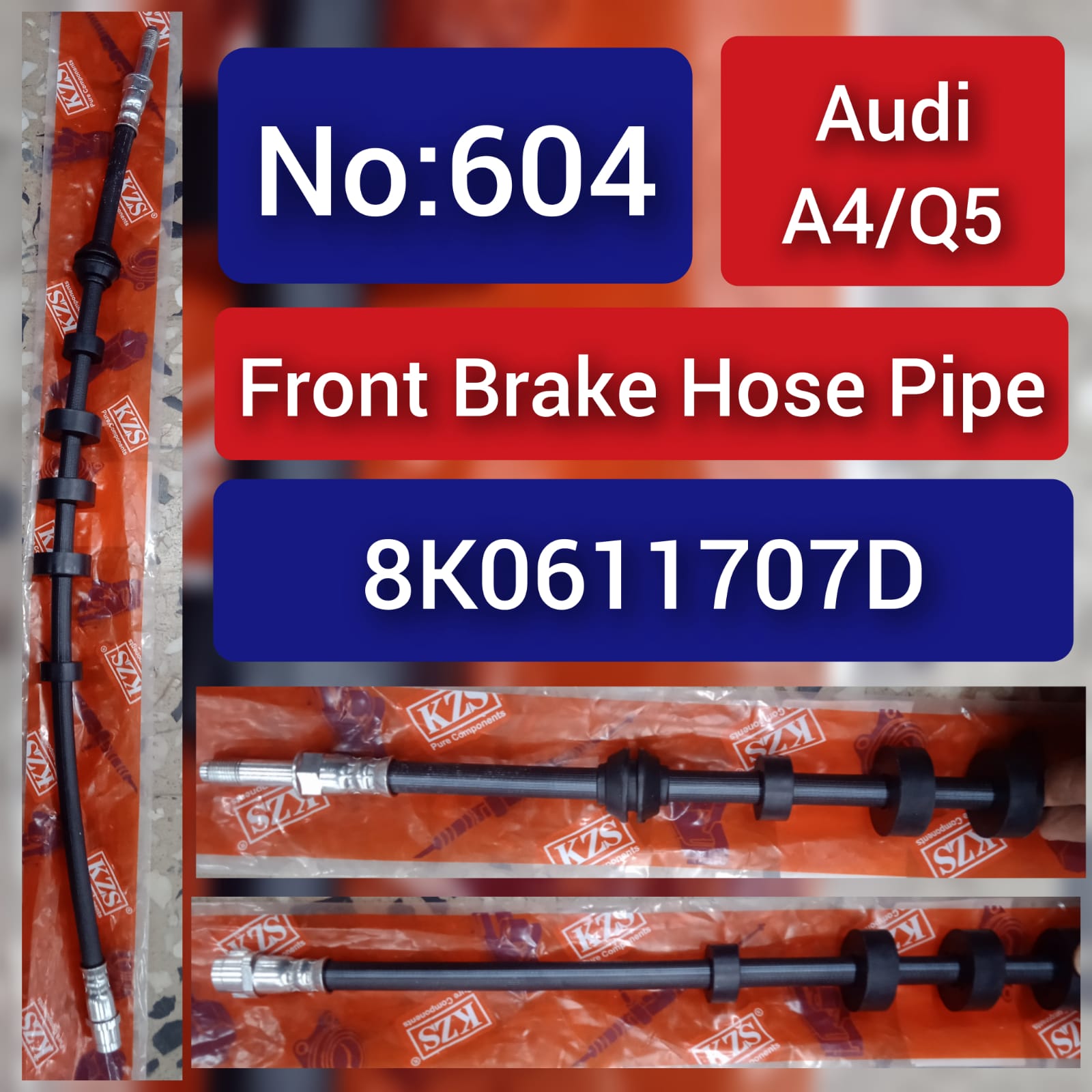 Front Brake Hose Pipe 8K0611707D  Compatible with AUDI A4 Q5 Tag-H-604