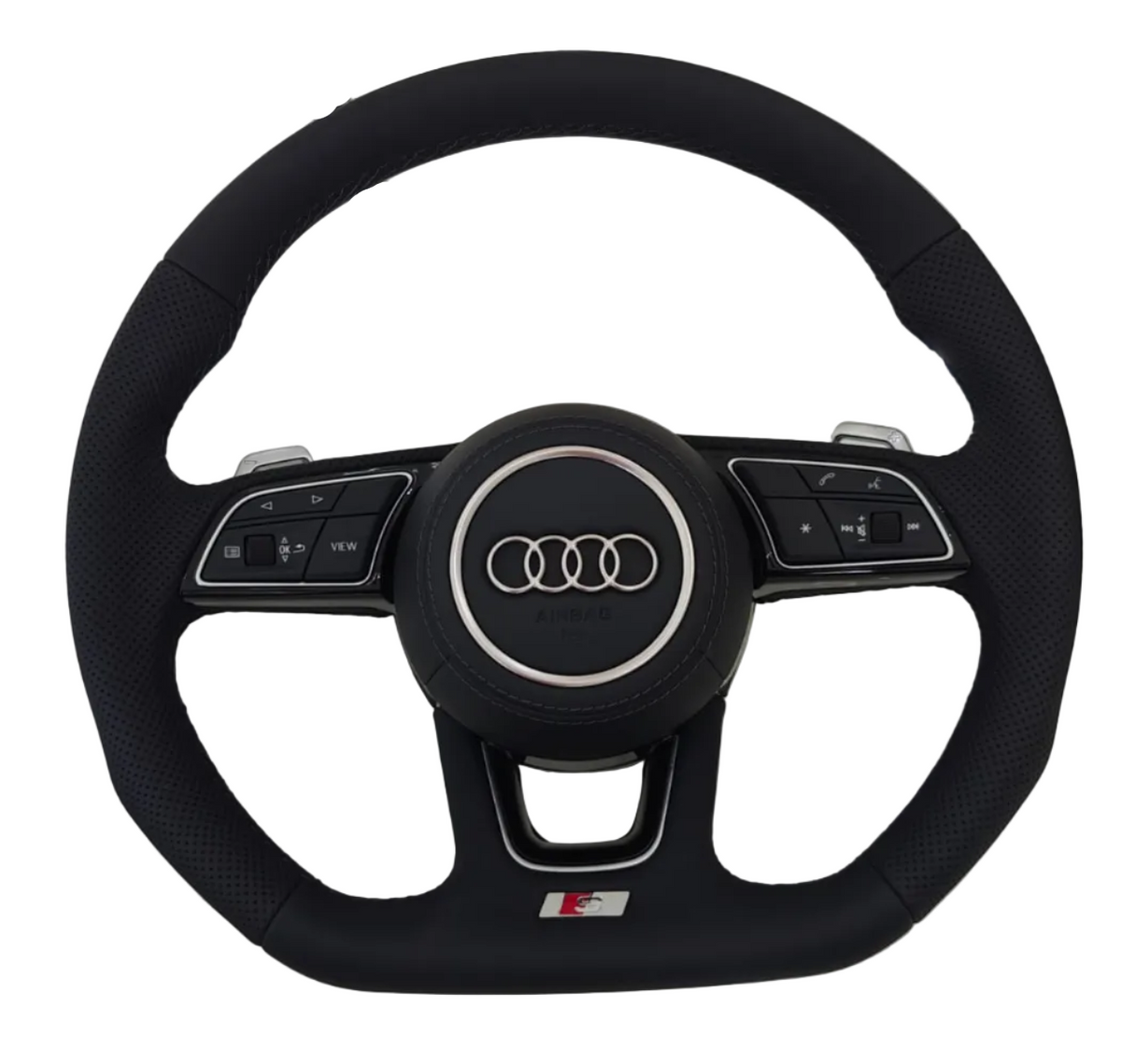 S4 Leather Black Steering Wheel Compatible With Audi A4 B9