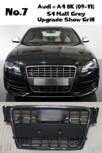 S4 Matt Grey Upgrade Show Grill Compatible With Audi = A4 (2009-11) Tag No.7