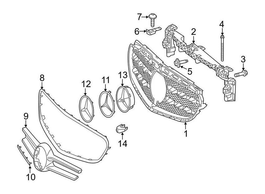 Show Grill Bracket 2128801403 A2128801403 Compatible With Mercedes-Benz E-Class W212 (2014-2017) Tag No.843