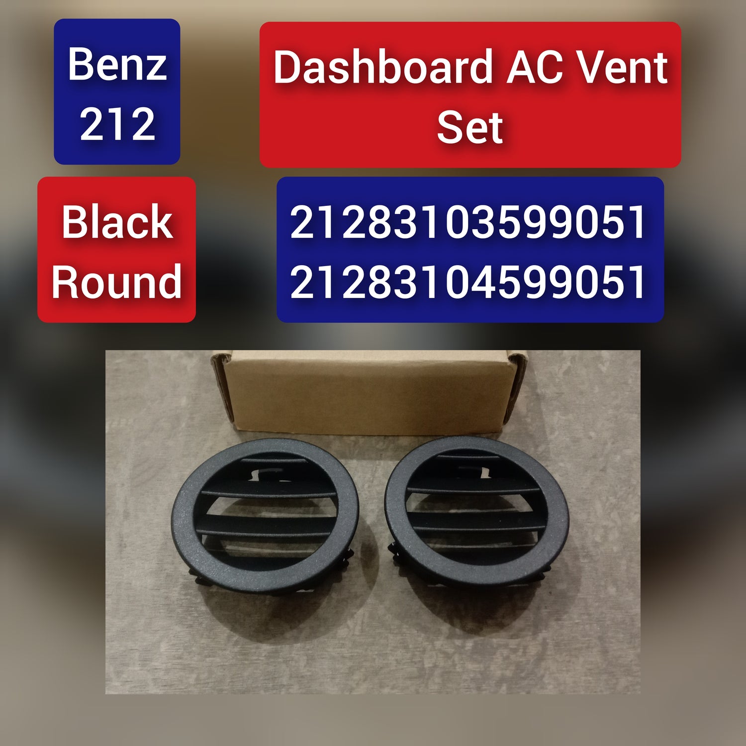 Front Ac Vent Dashboard  Left & Right (Set) 21283103599051 21283104599051 Compatible With BENZ=212 Black Round