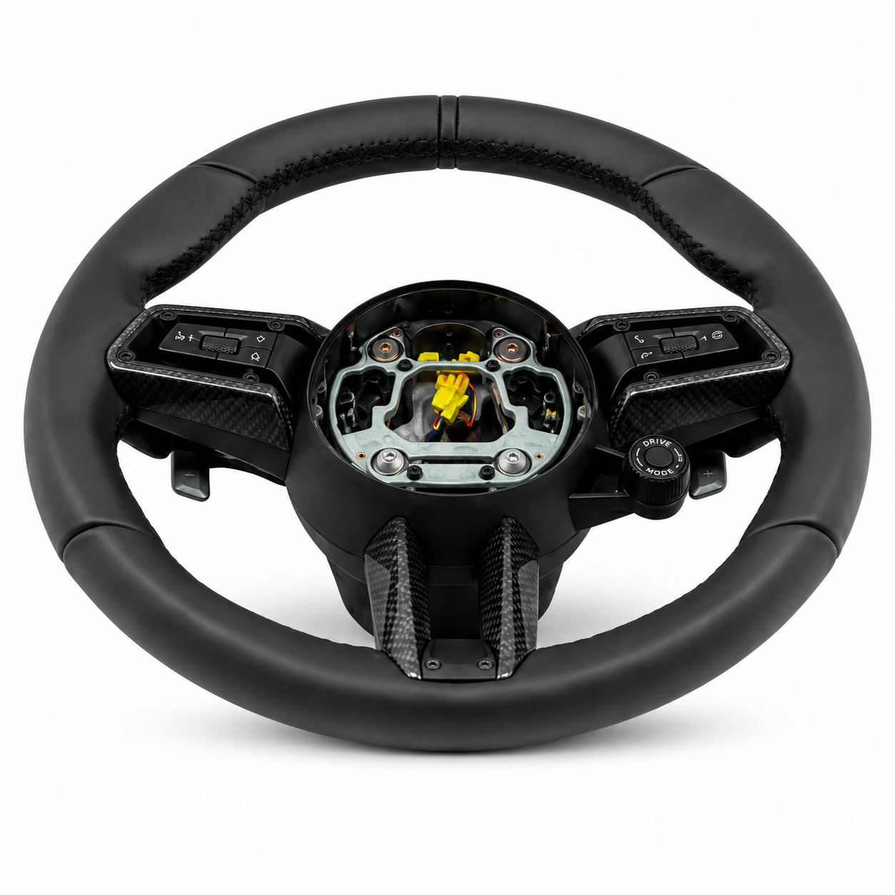 Black Smooth Leather Steering Wheel Compatible With Porsche All Models