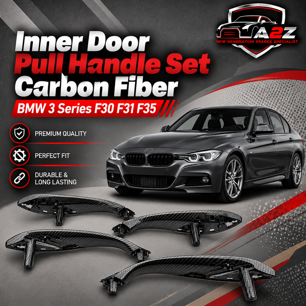 Inner Door Pull Handle Set Carbon Fiber Front Left 51417279311 Front Right51417279312 Rear Left 51427281465  Rear Right 51427281466 Compatible With BMW 3 Series F30 F31 F35