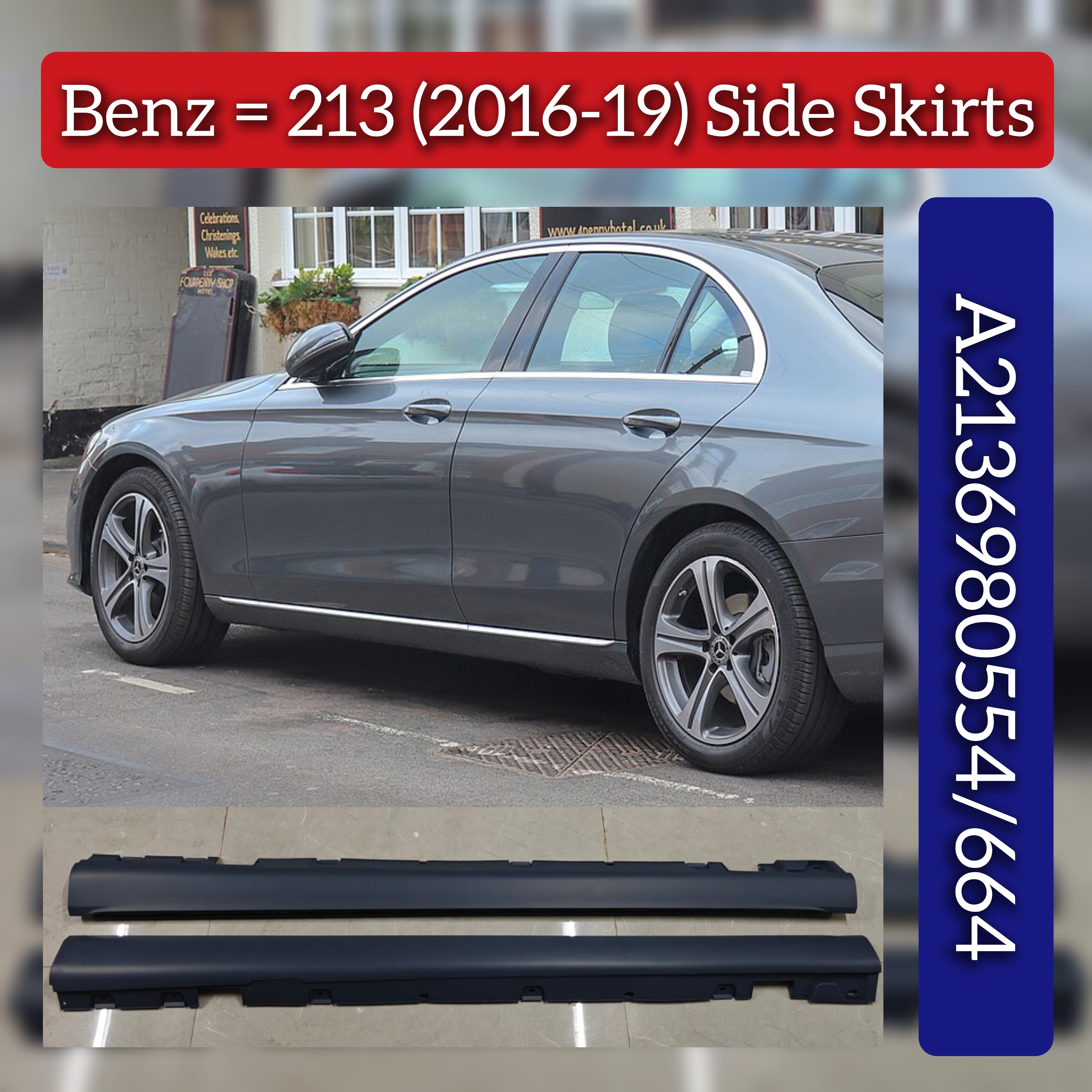 Side Skirt Set Left 2136980554 & Right 2136980664 2136980654 Compatible With Mercedes Benz E-Class (W213) (2016-2019)