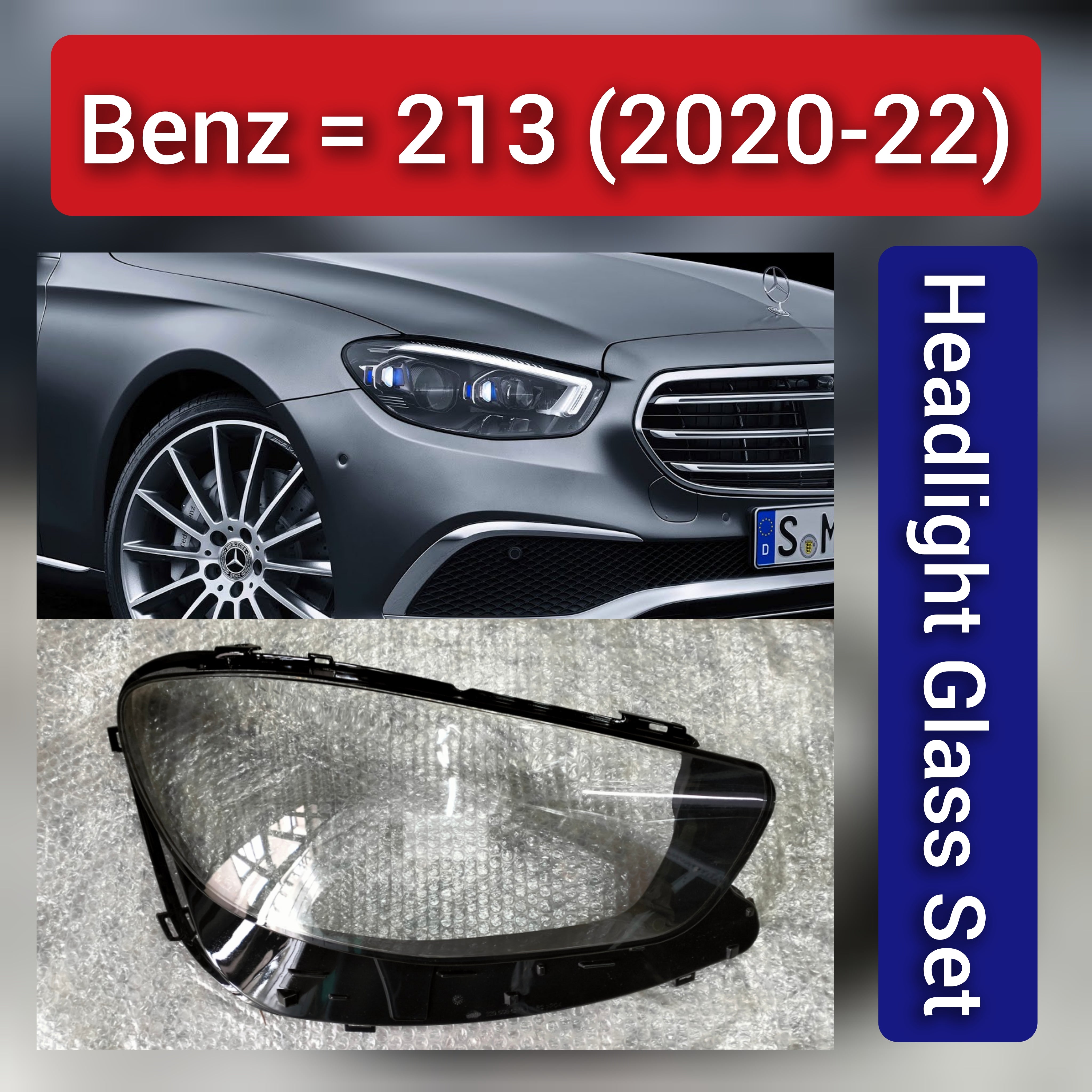 Front Headlight Glass Compatible with Mercedes-Benz E-CLASS W213 (2020-2022).