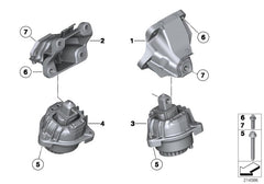 Engine Mount Set Left 22116796547 22116777363 & Right 22116796548 22116777364 Compatible With BMW F01 F02