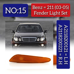 Front Bumper Turn Signal Indicator Light Left 2118200121 & Right 2118200221 Compatible with Mercedes Benz E-CLASS W211 2003-2005 Tag-FBL-15