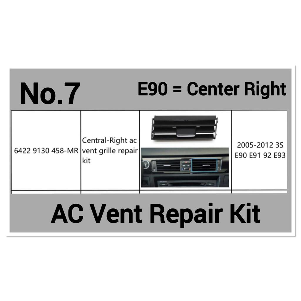 Center Right AC Conditioner Air Vent Grill Outlet Tab Clip Repair Kit 64229130458 Compatible With BMW 3 Series E90 Tag-ACR-07