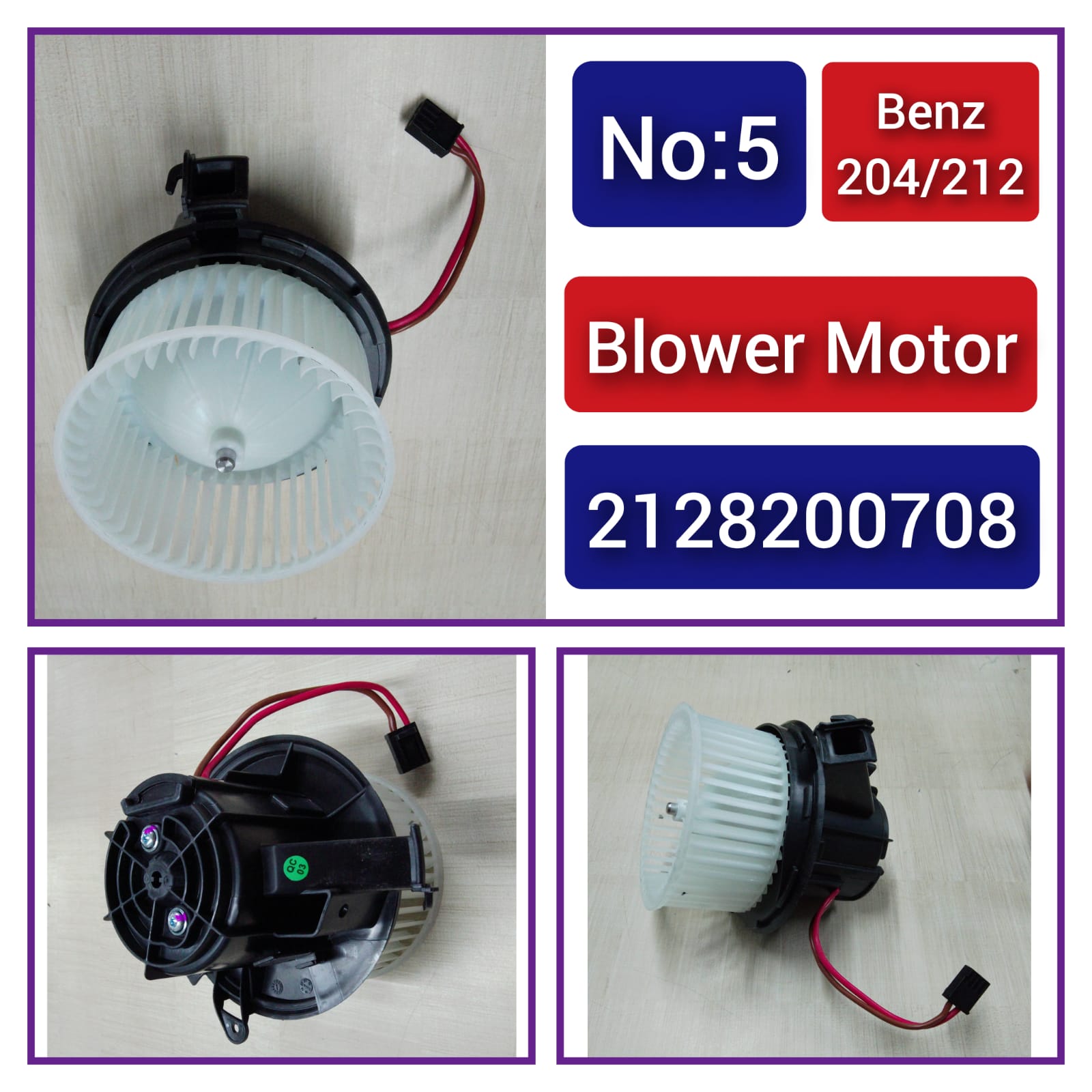 AC Heater Blower Motor 2128200708 A2128200708 Compatible with MERCEDES-BENZ C-CLASS (W204) & E-CLASS (W212) & CLS (C218) Tag-BM-05