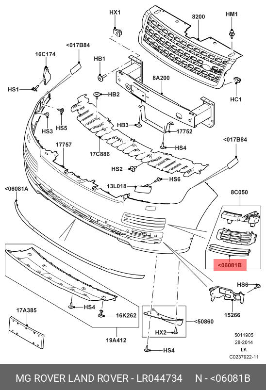 Fog Lamp Chrome Right LR044734 & Left LR044735 Compatible With Land Rover Range Rover Vogue - L405 (2013-2017) Tag No.619