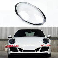 Porsche= 911 Black - 2012-19 - Front Headlight Car Headlamp Cover Transparent Glass Lamp Shade with Black Edge for Porshe 911 2012 - 2019.