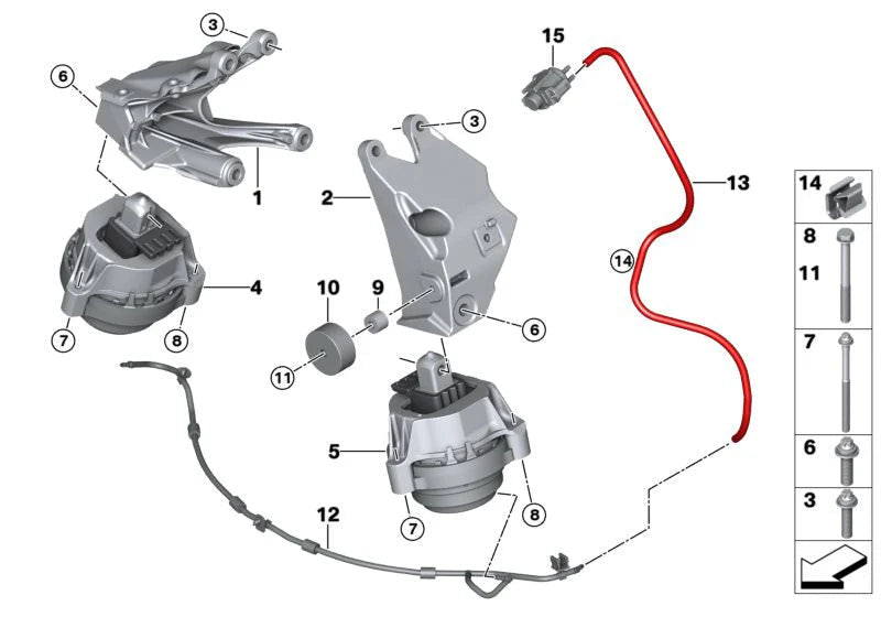 Engine Mounting Left 22116860491 Right 22116860492 Compatible With BMW 5-Series G30 & F90