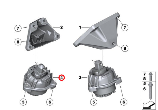 Front Right Engine Mount 22117935142 Compatible With BMW 5 Series F10 & 6 Coupe F13 & 6 Gran Coupe F06
