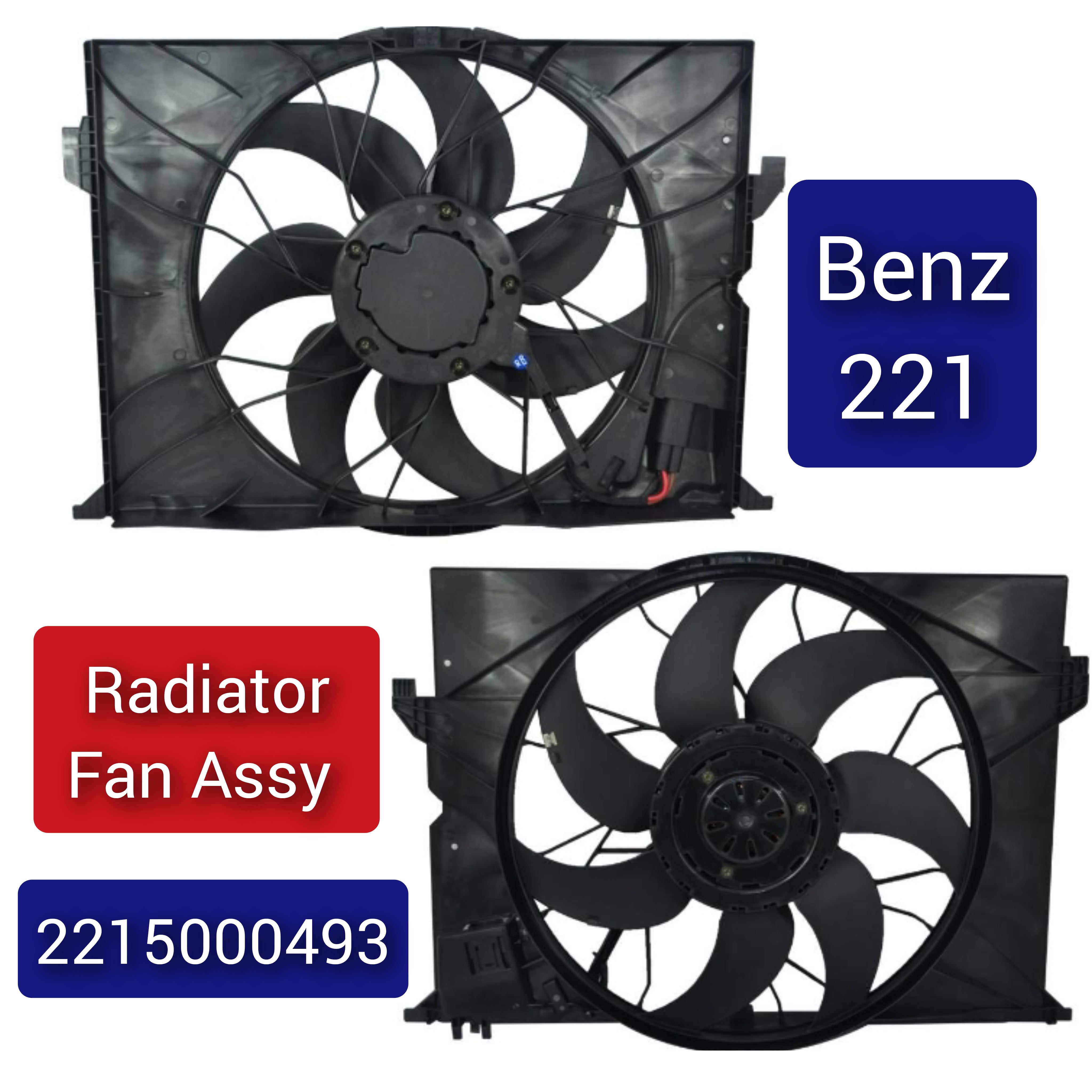Engine Radiator Cooling Fan Assembly 2215000493 Compatible With MERCEDES-BENZ S-CLASS (W221, V221)