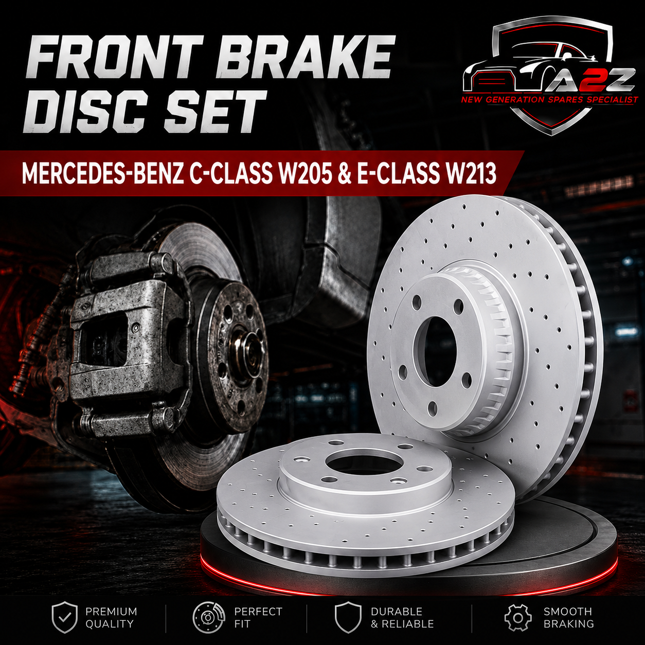 Front Brake Disc Set A0004212212 Compatible With MERCEDES-BENZ C-CLASS W205 & E-CLASS W213