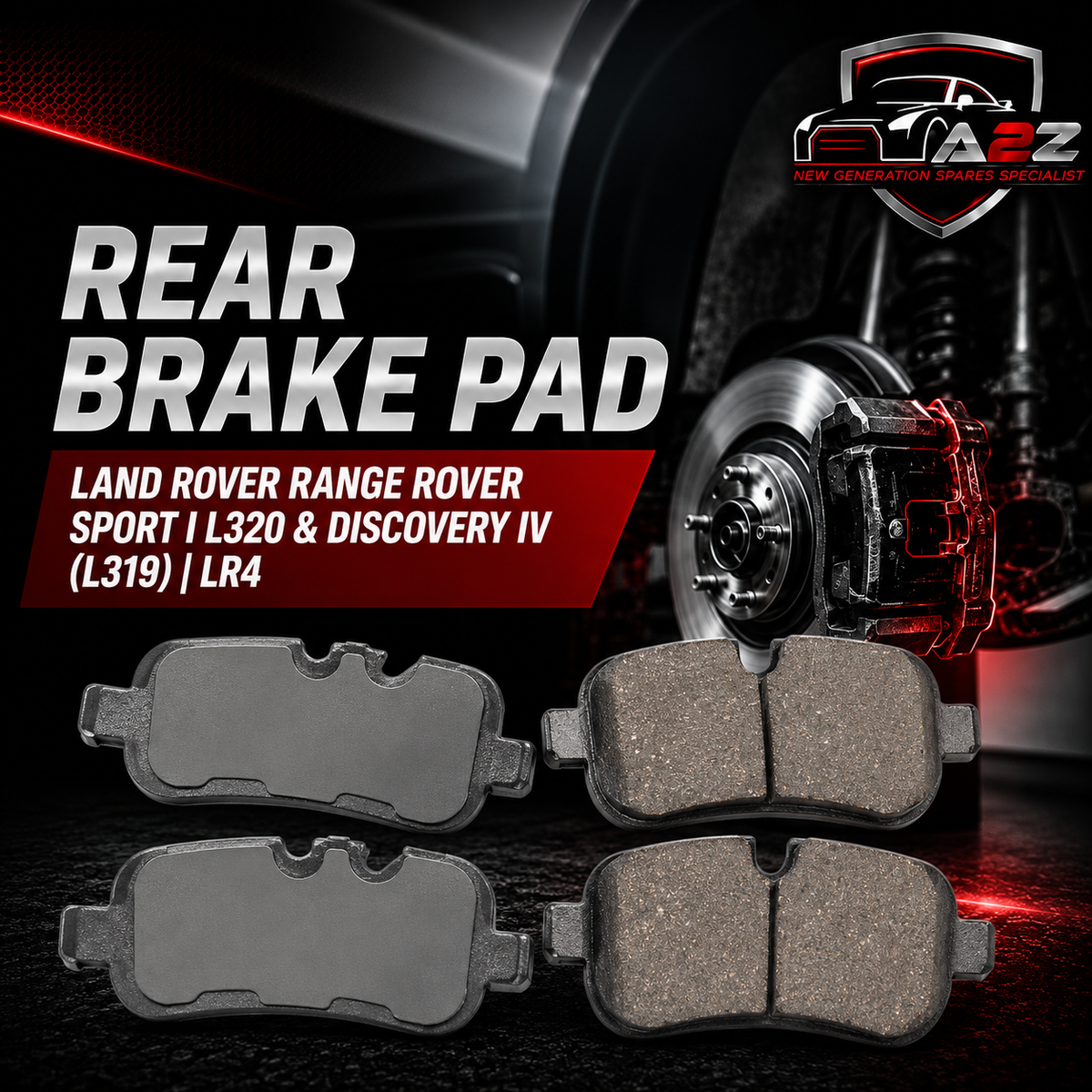 Rear Brake Pad LR010664 2419201 2419101 P44013 Compatible With LAND ROVER RANGE ROVER SPORT I L320 & DISCOVERY IV (L319) | LR4