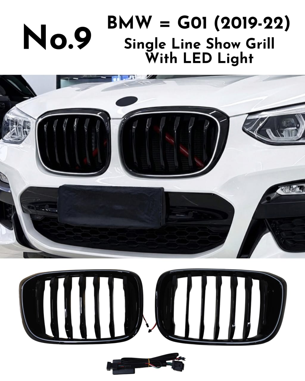 Single Line Show Grill With LED Light Compatible With BMW = G01(2019-2022) No.9