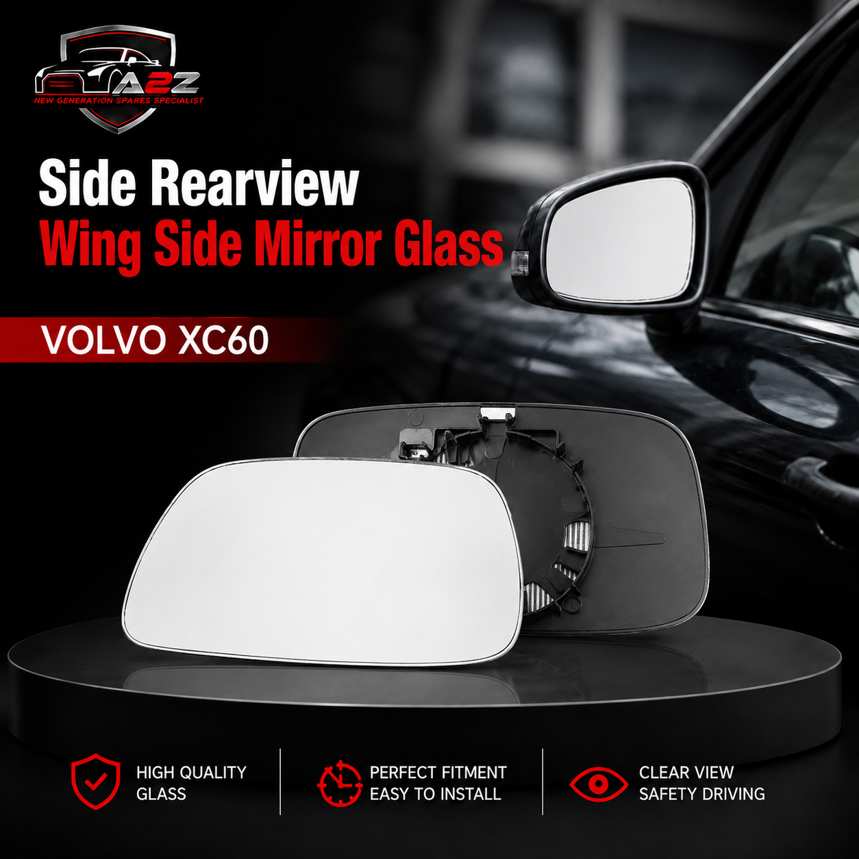 Side Rearview Wing Side Mirror Glass Left & Right Compatible With VOLVO XC60