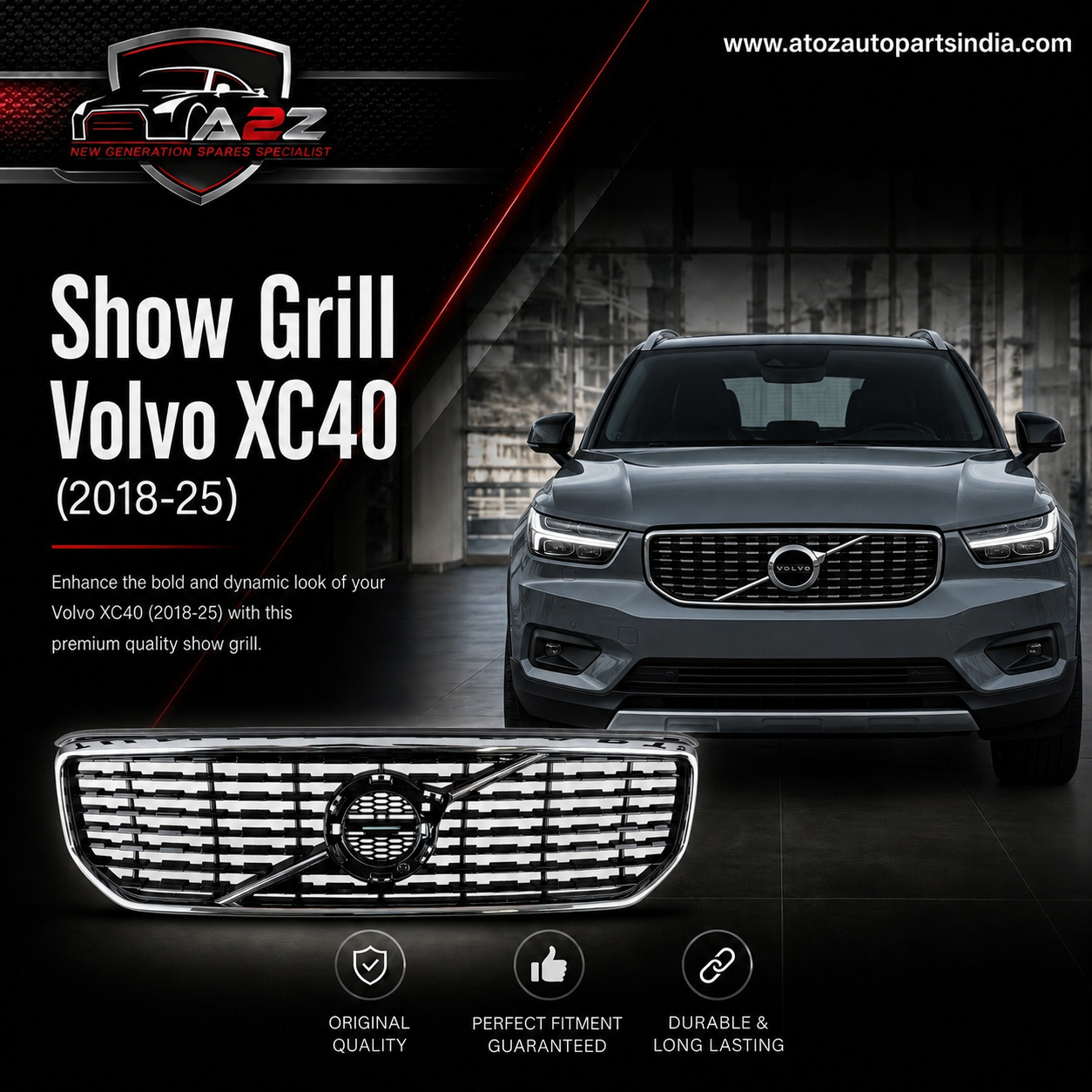 Show Grill 31656584 Compatible With Volvo XC40 (2018-25)