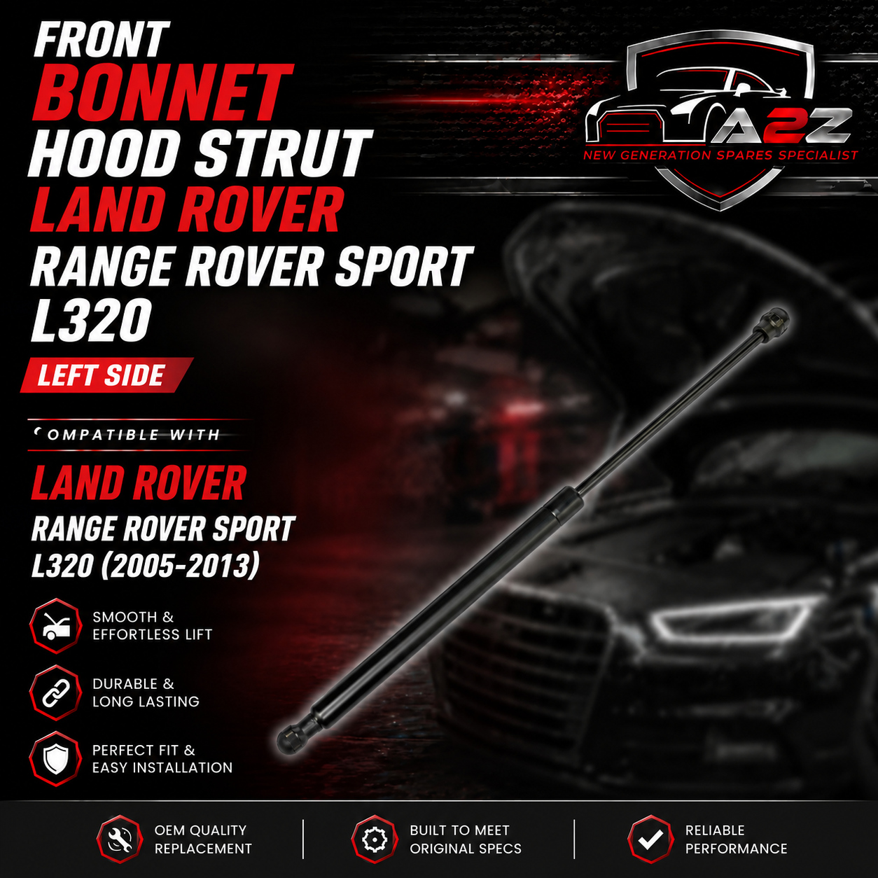 Front Bonnet Hood Strut 32030482 32030483 LR009106 Compatible With LAND ROVER RANGE ROVER SPORT I (L320)