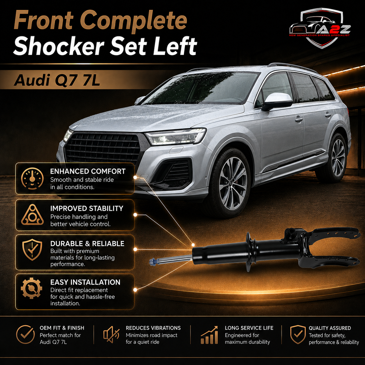 Front Complete Shocker Set Left 7L8413031J 7L8413031G 7L8413031E & Right 7L8413032J 7L8412303G 7L8412303E  Compatible With Audi Q7 7L