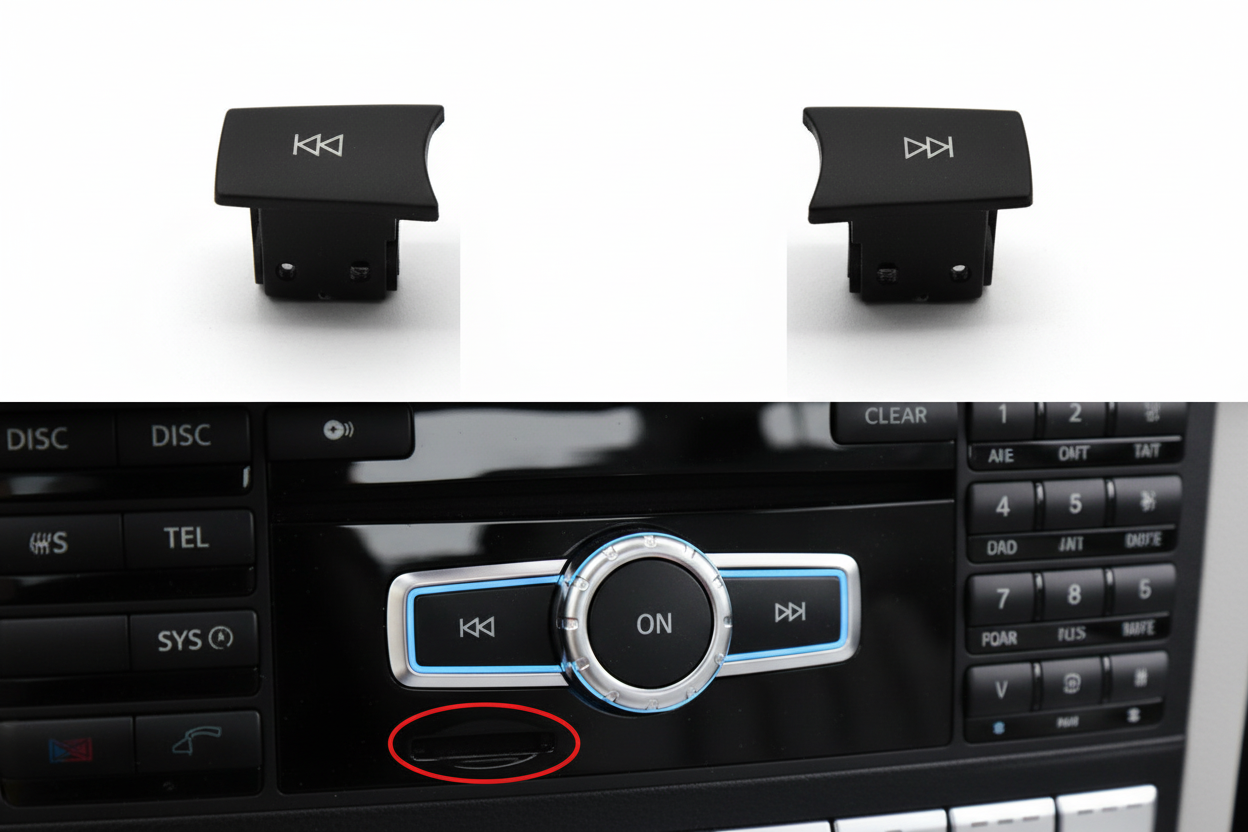 CD Player Buttons 2pcs set Model A2129060001-Q2  2129060001-Q2Compatible With Mercedes Benz C-CLASS W204 & GLS W212 & E-CLASS W207 CLS W218 W166 & W156 & W176 & W172
