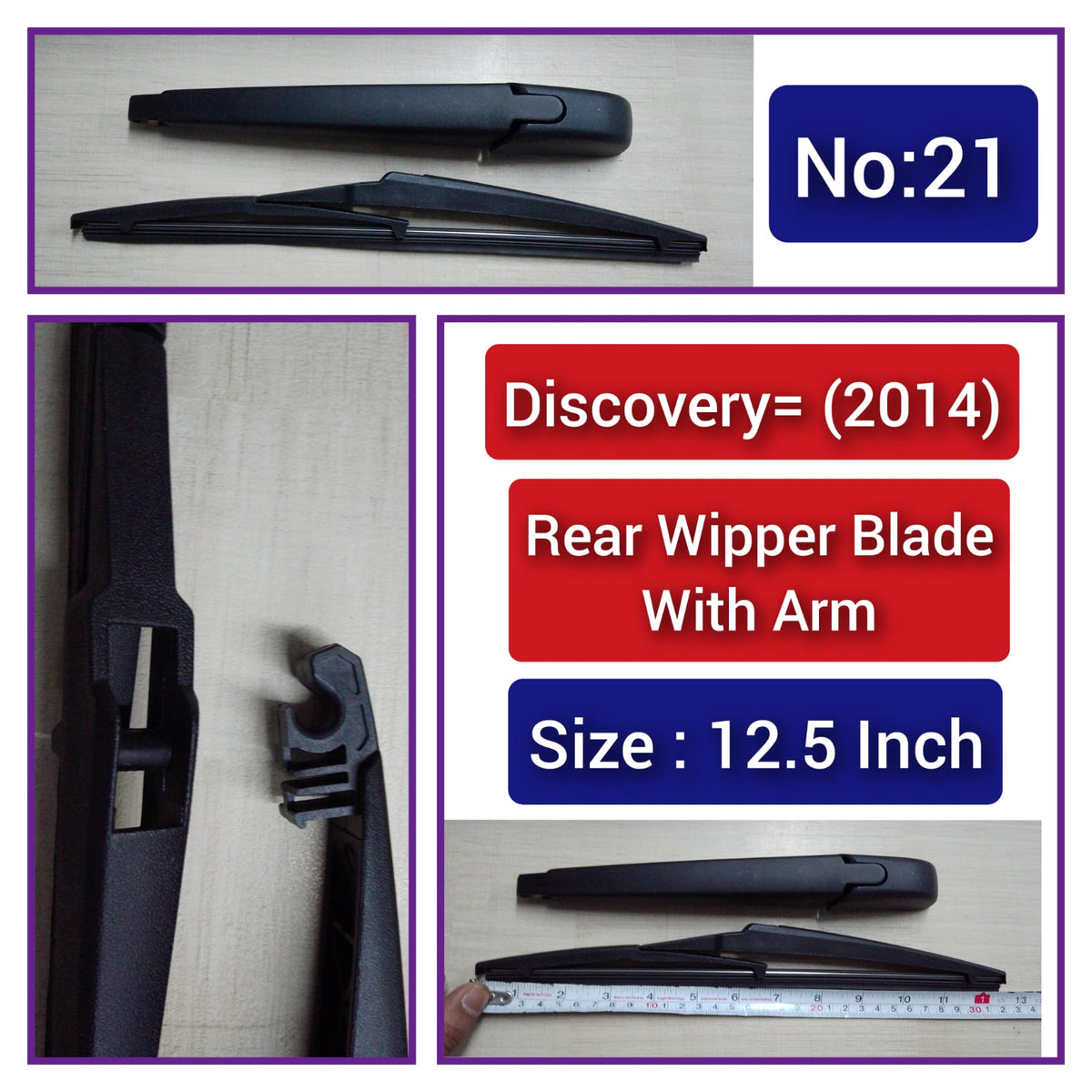 Rear Wiper Blade (12.5  Inch) With Arm Compatible with Land Rover Discovery 2014 Tag-WBR-21