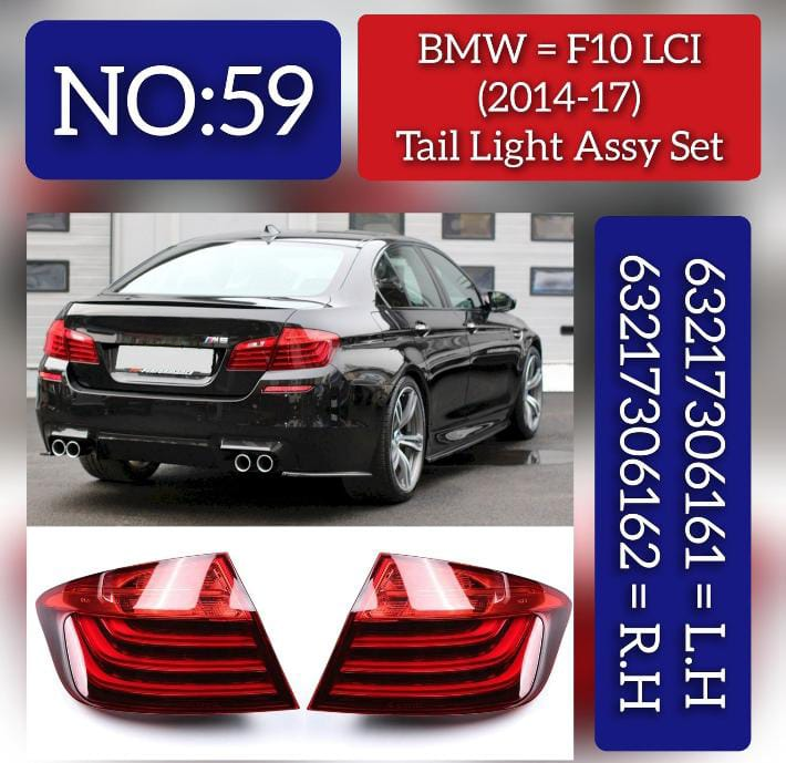 Tail Light Rear Lamp Set Left 63217306161 & Right 63217306162 Compatible With BMW 5 Series F10 2014-2017 Tag No.59