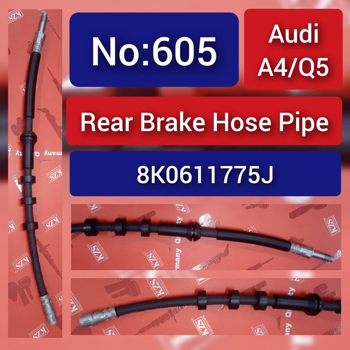 Rear Brake Hose Pipe 8K0611775J  Compatible with AUDI A4 Q5 Tag-H-605