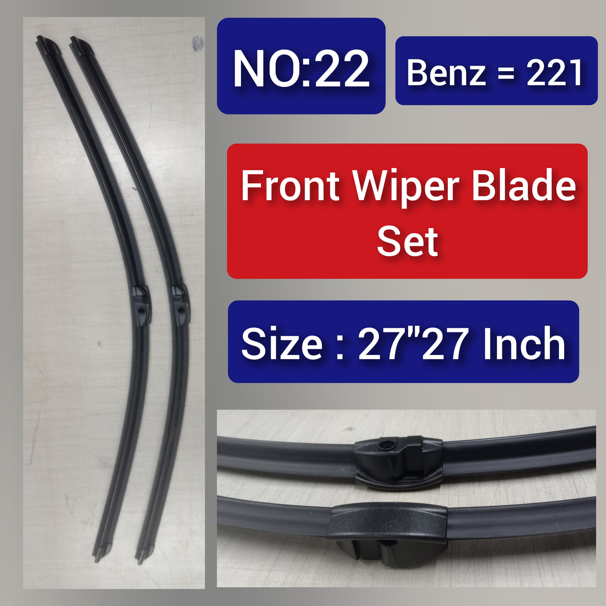 Front Wiper Blade Set (27'27 Inch) Compatible with Mercedes Benz S-CLASS W221 Tag-WBF-22