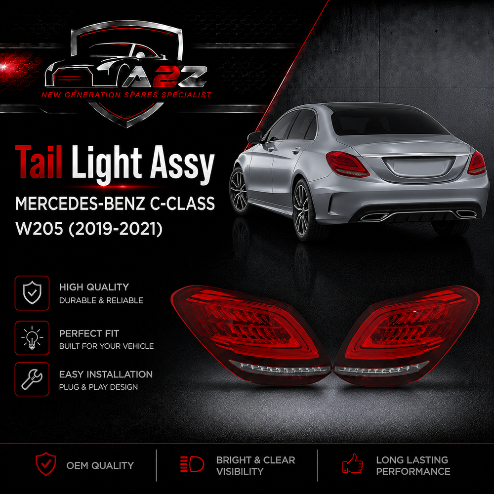 Tail Light Rear Lamp Compatible With MERCEDES-BENZ C-CLASS W205 (2019-2021) Tail Light Rear Lamp Left 2059064903 A2059064903 & Right 2059065003 A2059065003 Tag-TLM-109