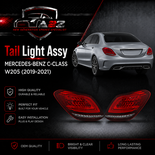 Tail Light Rear Lamp Compatible With MERCEDES-BENZ C-CLASS W205 (2019-2021) Tail Light Rear Lamp Left 2059064903 A2059064903 & Right 2059065003 A2059065003 Tag-TLM-109