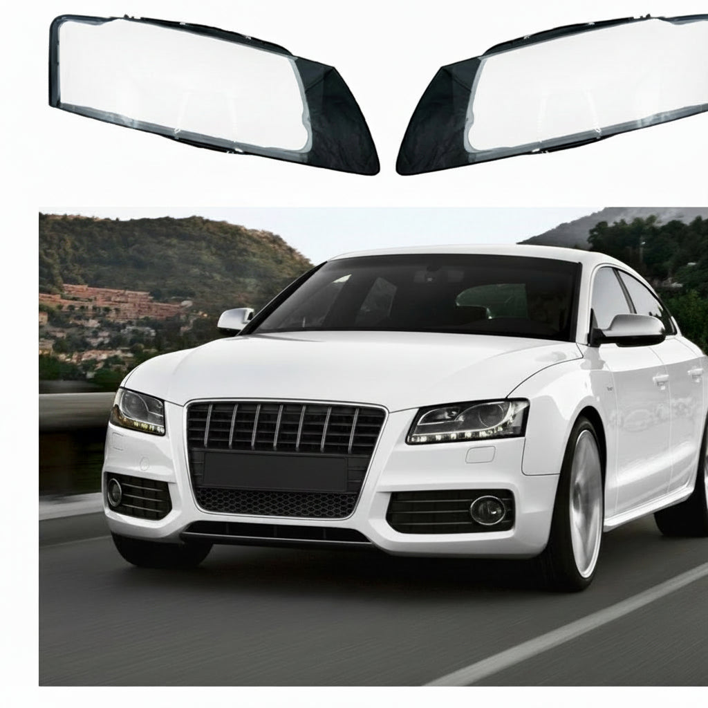 Headlight Glass Set Left & Right Compatible With AUDI A5 (2007-2011)