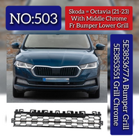 Front Bumper Lower Grill With Middle Chrome 5E3853677A 5E3853551 Compatible With Skoda Octavia (2021-2023) Tag No.503