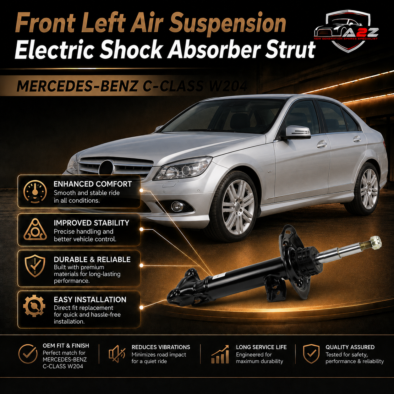 Front Left Air Suspension Electric Shock Absorber Strut 2043230900 2073201300 Compatible With MERCEDES-BENZ C-CLASS W204
