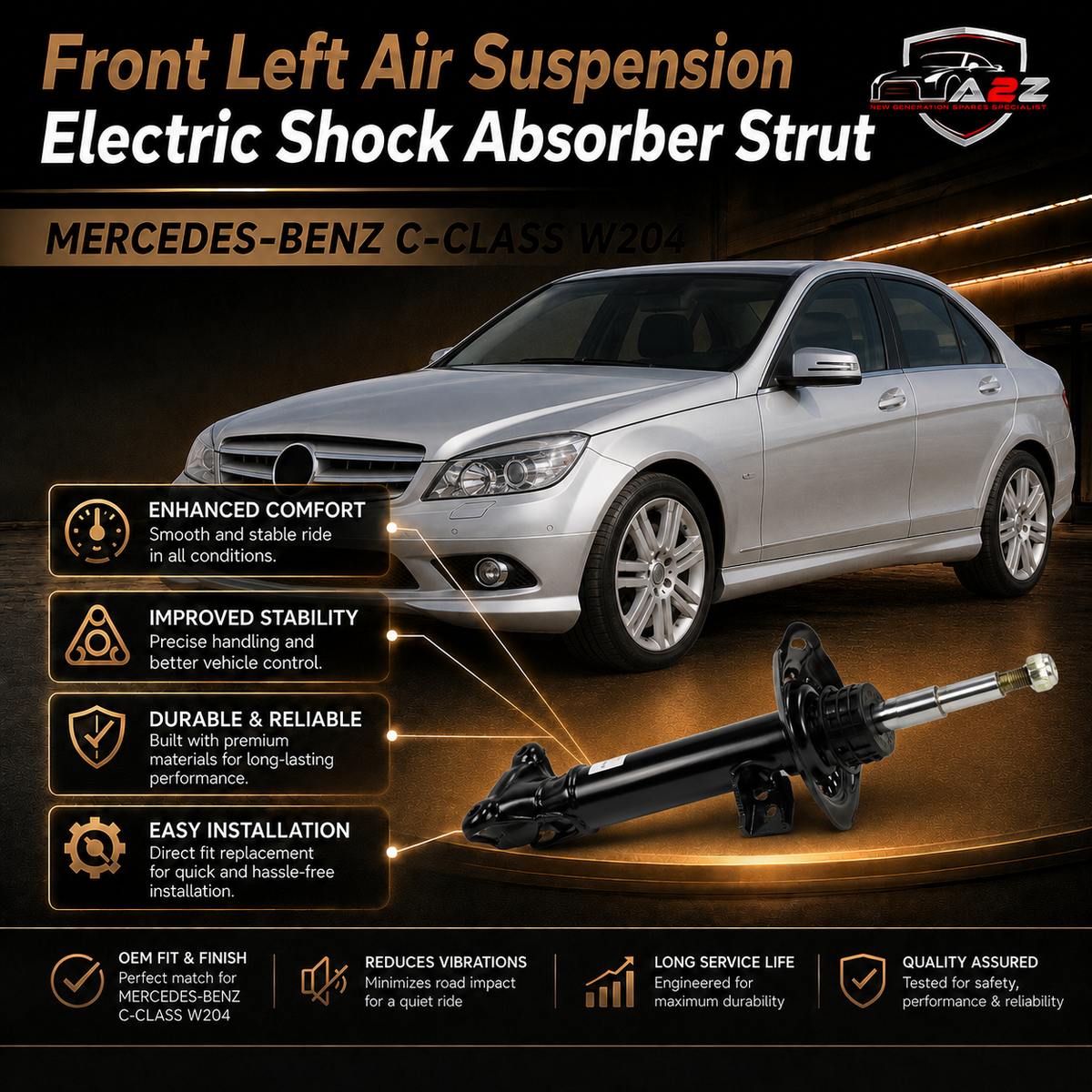 Front Left Air Suspension Electric Shock Absorber Strut 2043230900 2073201300 Compatible With MERCEDES-BENZ C-CLASS W204