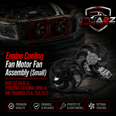 Engine Cooling Fan Motor Fan Assembly (Small) 7L0959455F Compatible With AUDI Q7 (4LB) & PORSCHE CAYENNE (9PA) & VW TOUAREG (7LA, 7L6, 7L7)