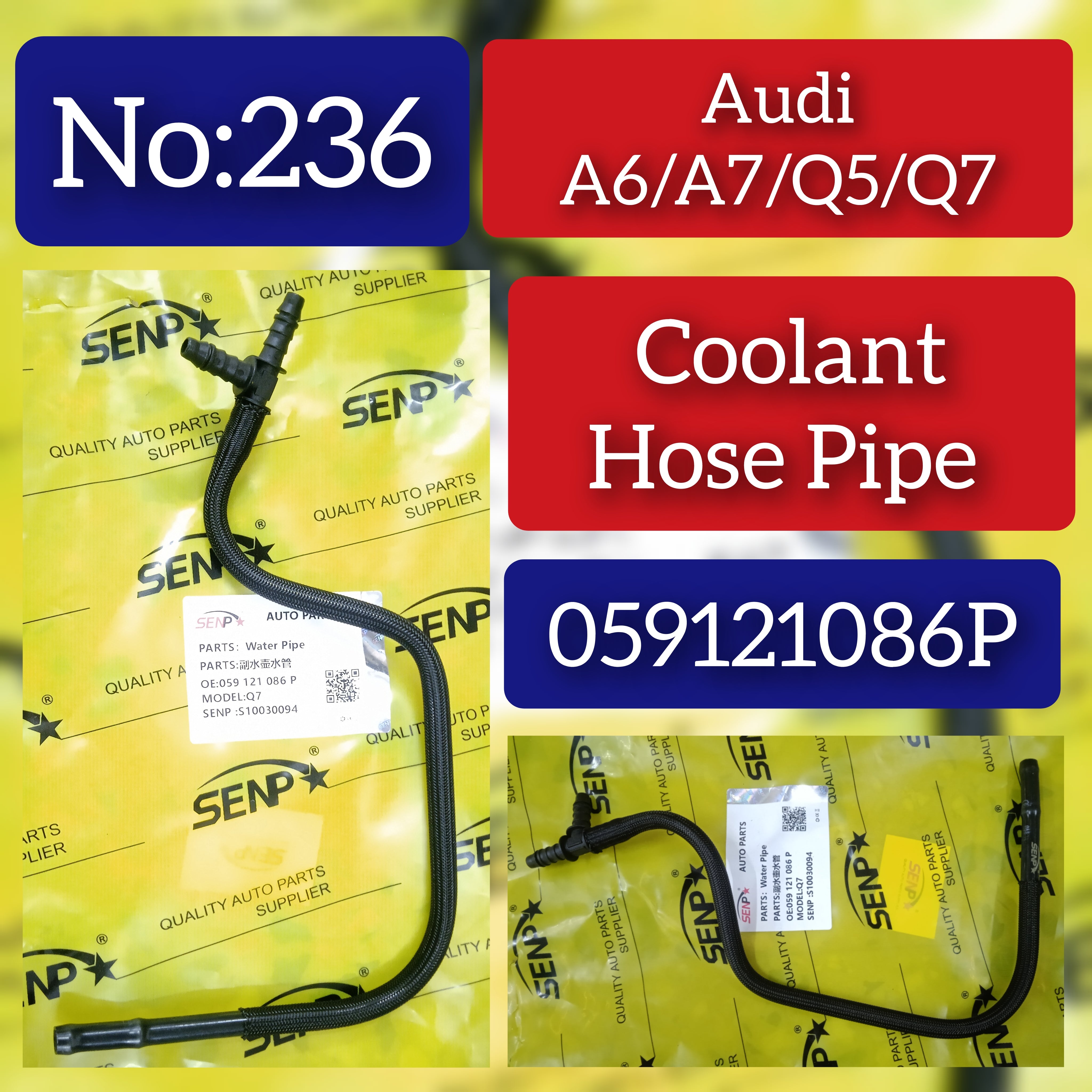 Coolant Hose Pipe 059121086P For AUDI A6 Q5 Q7 Tag-H-236