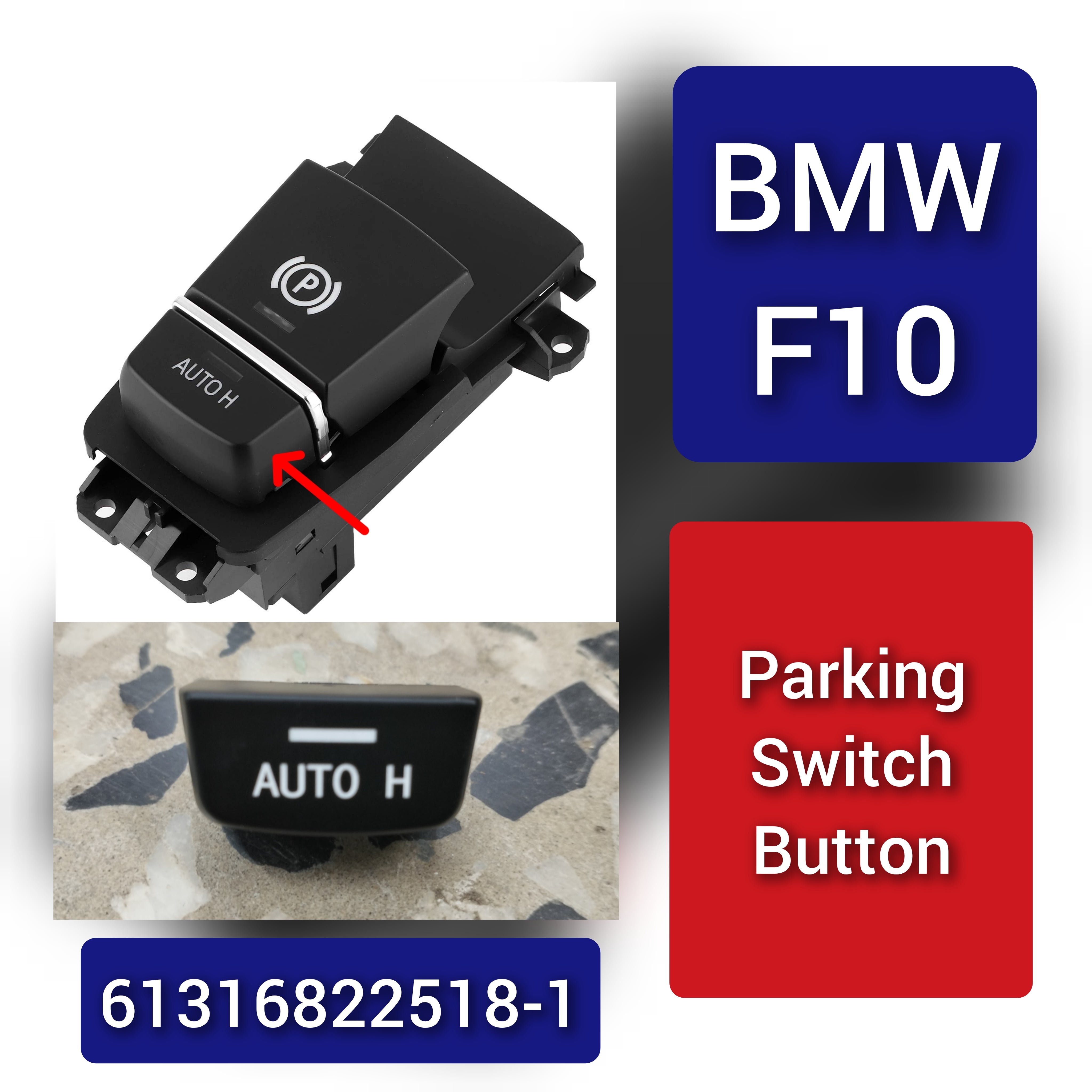 Parking Brake Button Switch Cover Black 61316822518-1 Compatible with BMW 5 Series F10  & 6 Series F12 & X3 F25