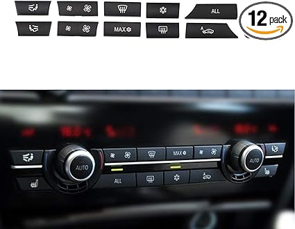 Heater Climate Control Button Cap, Smooth Air Conditioning Button Cover 61319313923-A 9313923  (Set Of 12) Compatible with  BMW 5 Series (F10) & 5 Gran Turismo (F07)