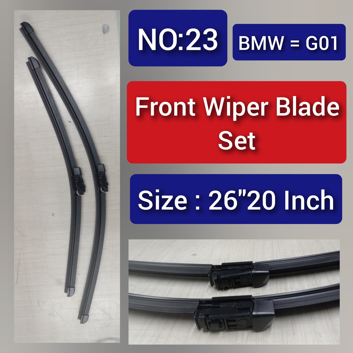 Front Wiper Blade Set (26'20 Inch) Compatible with BMW  X3 G01 Tag-WBF-23